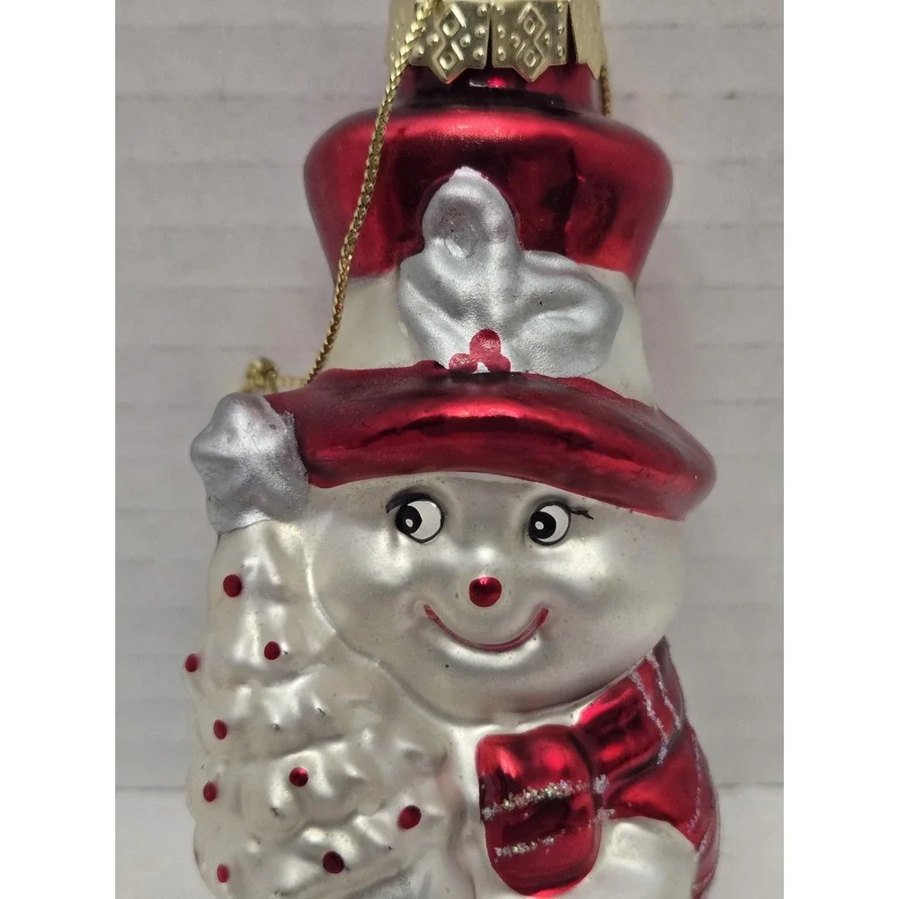 Vtg Handpainted Red/White Iridescent 4